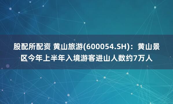 股配所配资 黄山旅游(600054.SH)：黄山景区今年上半年入境游客进山人数约7万人